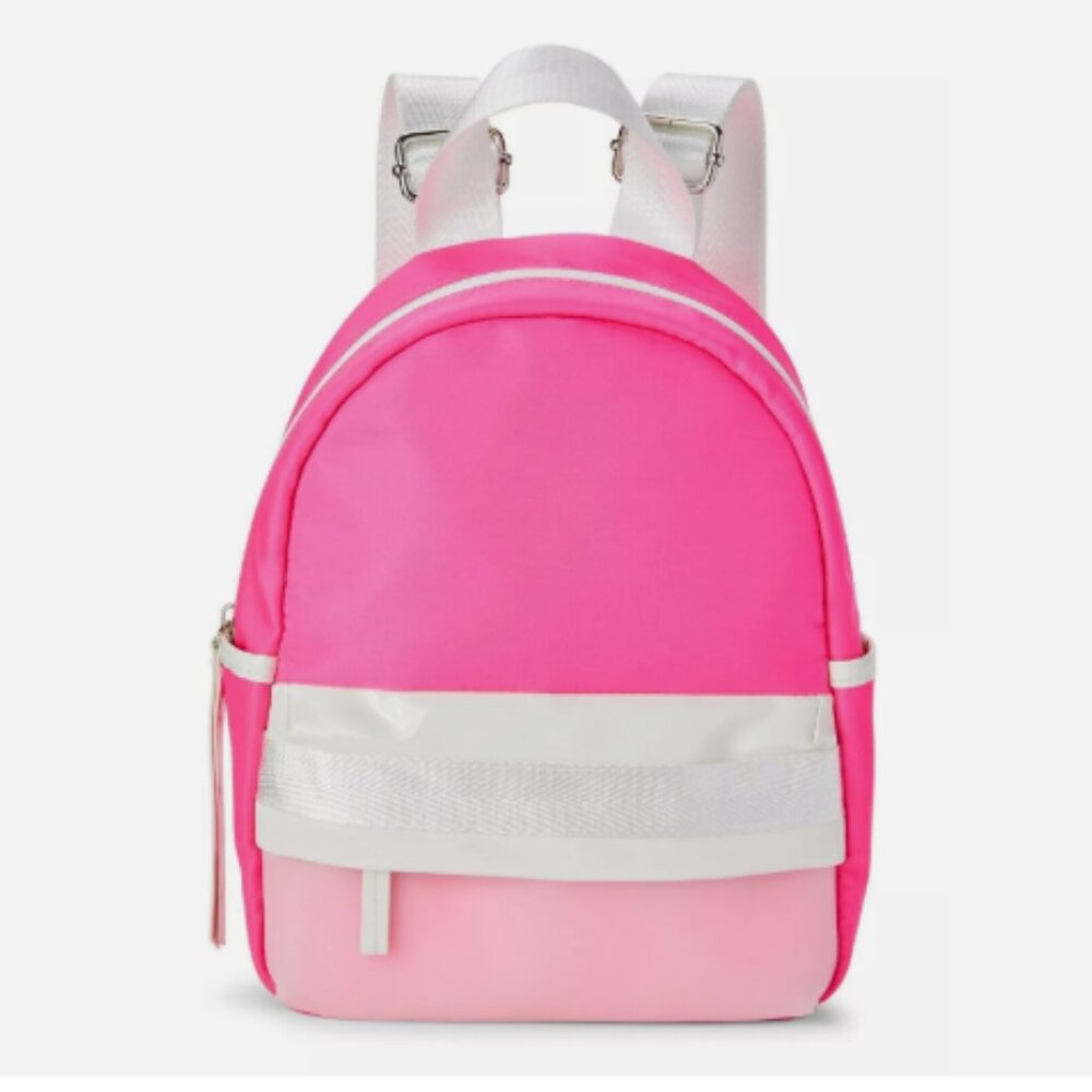 No Boundaries Mini Dome Girls' Backpack Pink/White Adjustable Shoulder Straps
